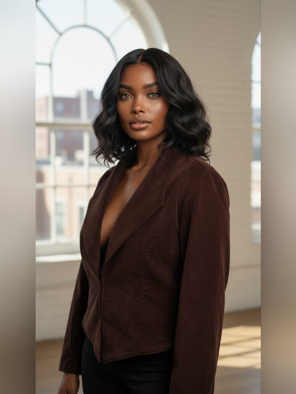 Simply Noelle Dark Brown Corduroy Coat Size S/M
